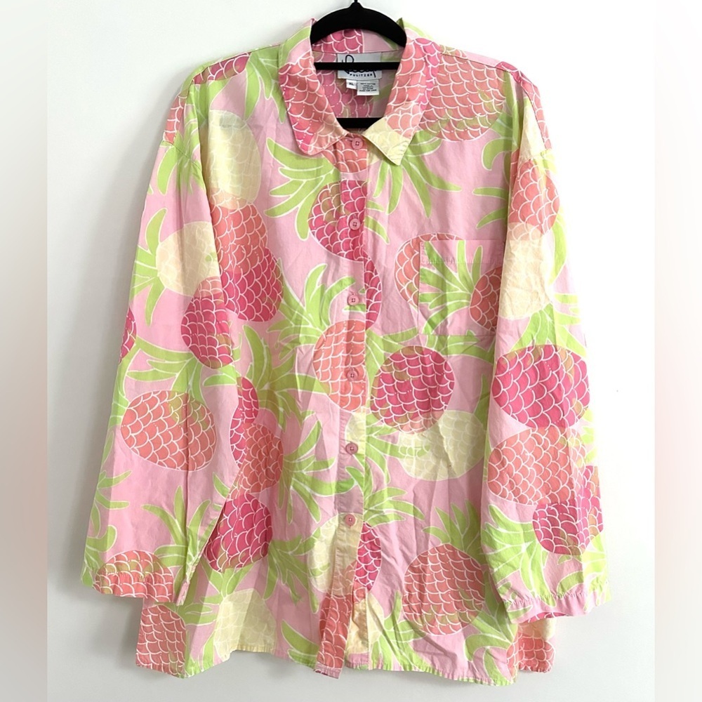 Lilly Pulitzer Vintage Pineapple Button Down Blouse XL